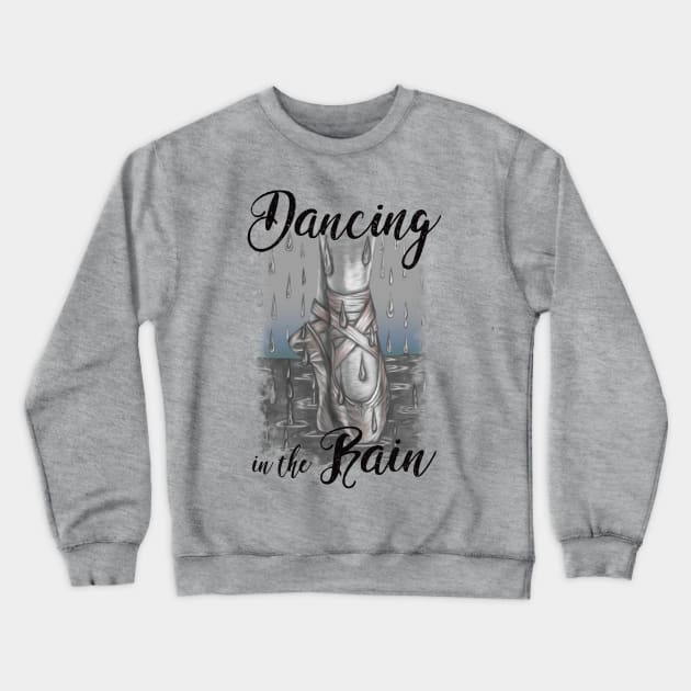 Dancing in the Rain on Light Crewneck Sweatshirt by TAS Illustrations and More